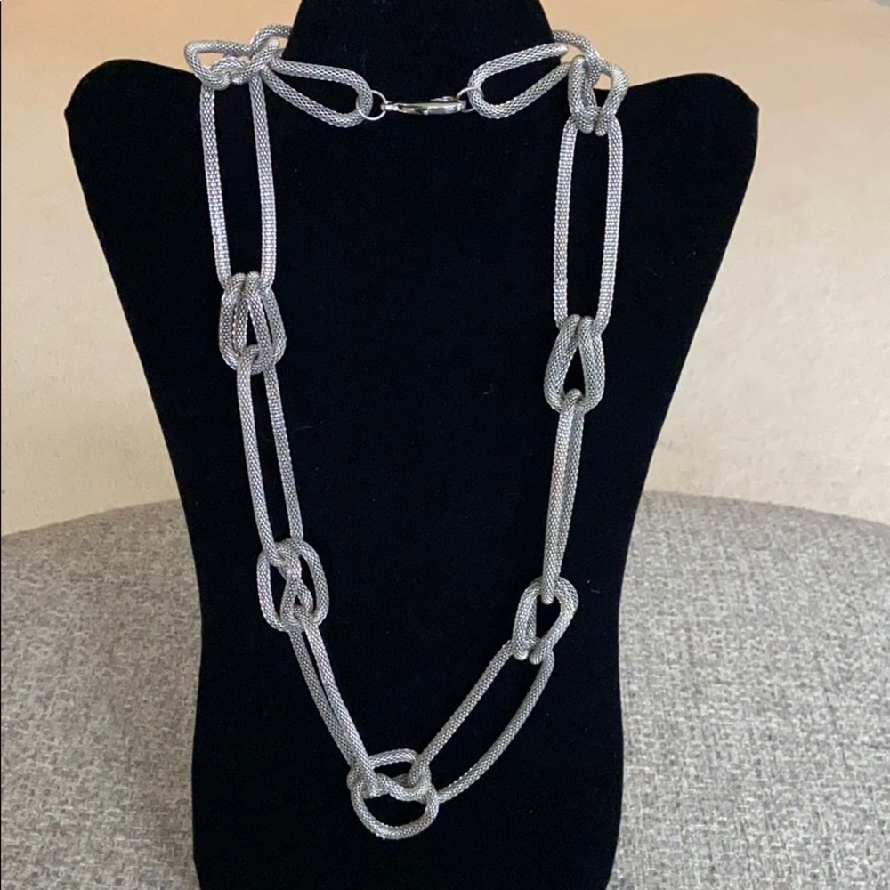 Chunky Rope Design Antique Silver Looking Necklace